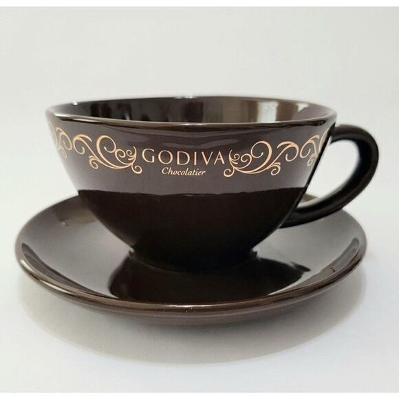 Large GODIVA Chocolatier Coffee Cup  & Saucer - Picture 1 of 10